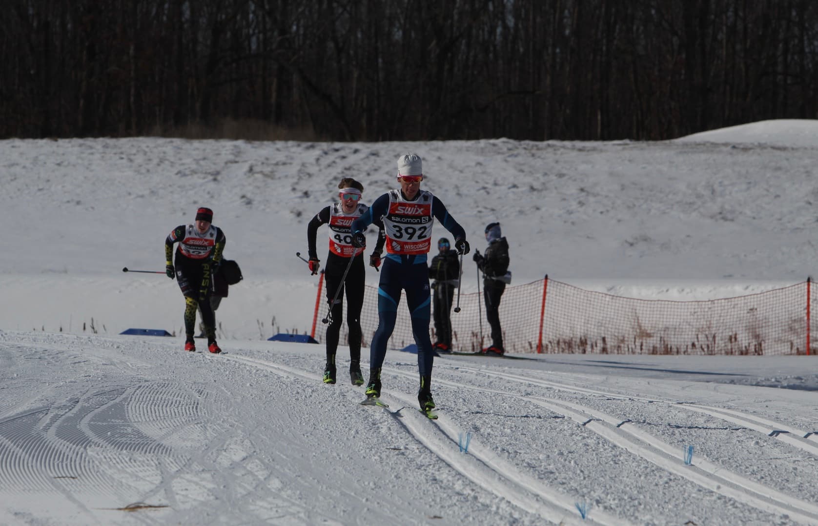 Niels Stringer skiing during a Nordic race